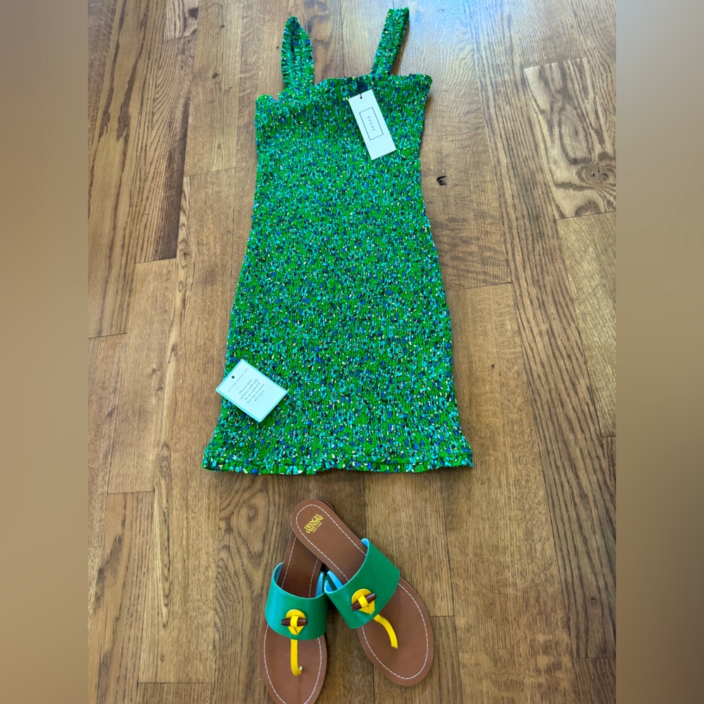 ❣️SOLD❣️ RHODE Jasmine Dress in Green ~ Size Small. Amazing smocked summer dress